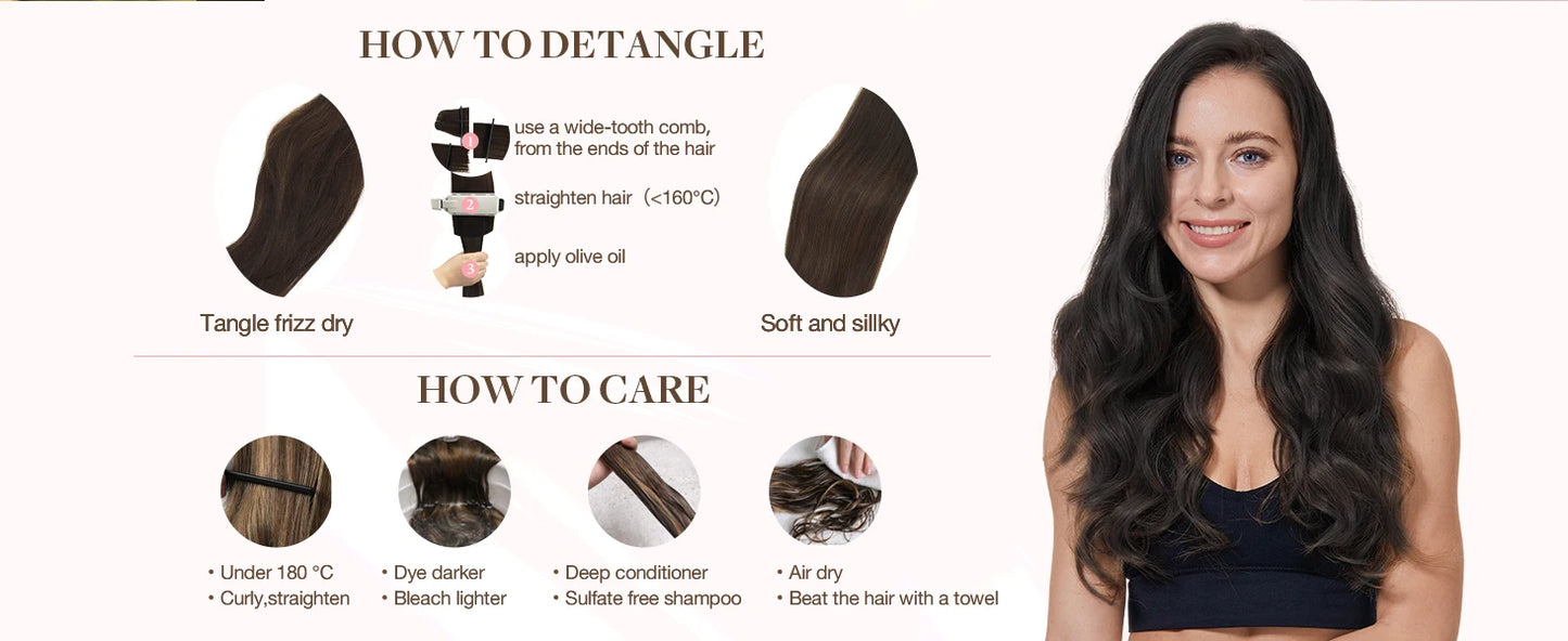 Extensiones Cortina 5 CLIP 100% Cabello Humano ©️ Tono Negro Natural 1B (66 CM)