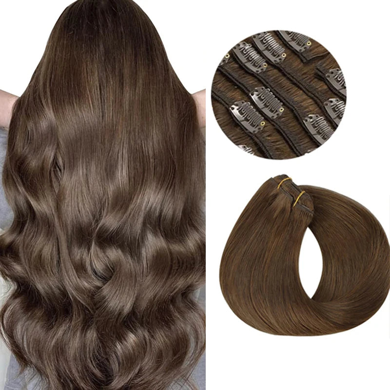 BALAYAGE Extensiones por Capas Clip 55 cm largo Cabello Virgen 100 % Natural
