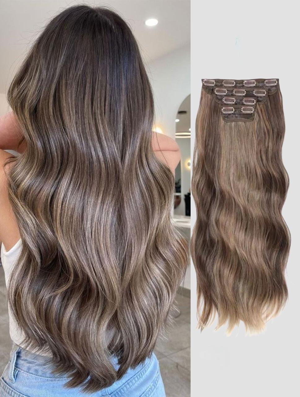 Pack 4 EXTENSIONES CORTINA BALAYAGE 60 cm PREMIUM 🥇 Semi Naturales