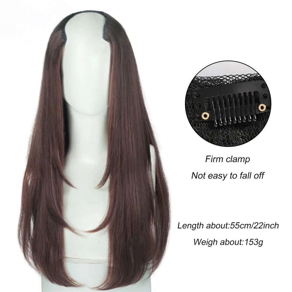 Extensiones Cortina en U 55 cm de Largo Cabello 100% Similar al Cabello Natural 🥇