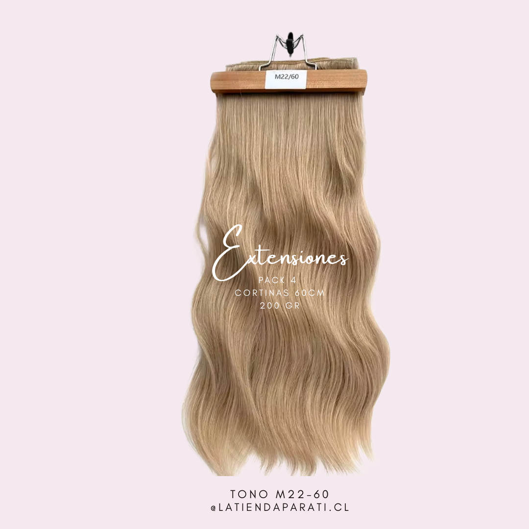 Pack 4 EXTENSIONES CORTINA BALAYAGE 60 cm PREMIUM 🥇 Semi Naturales