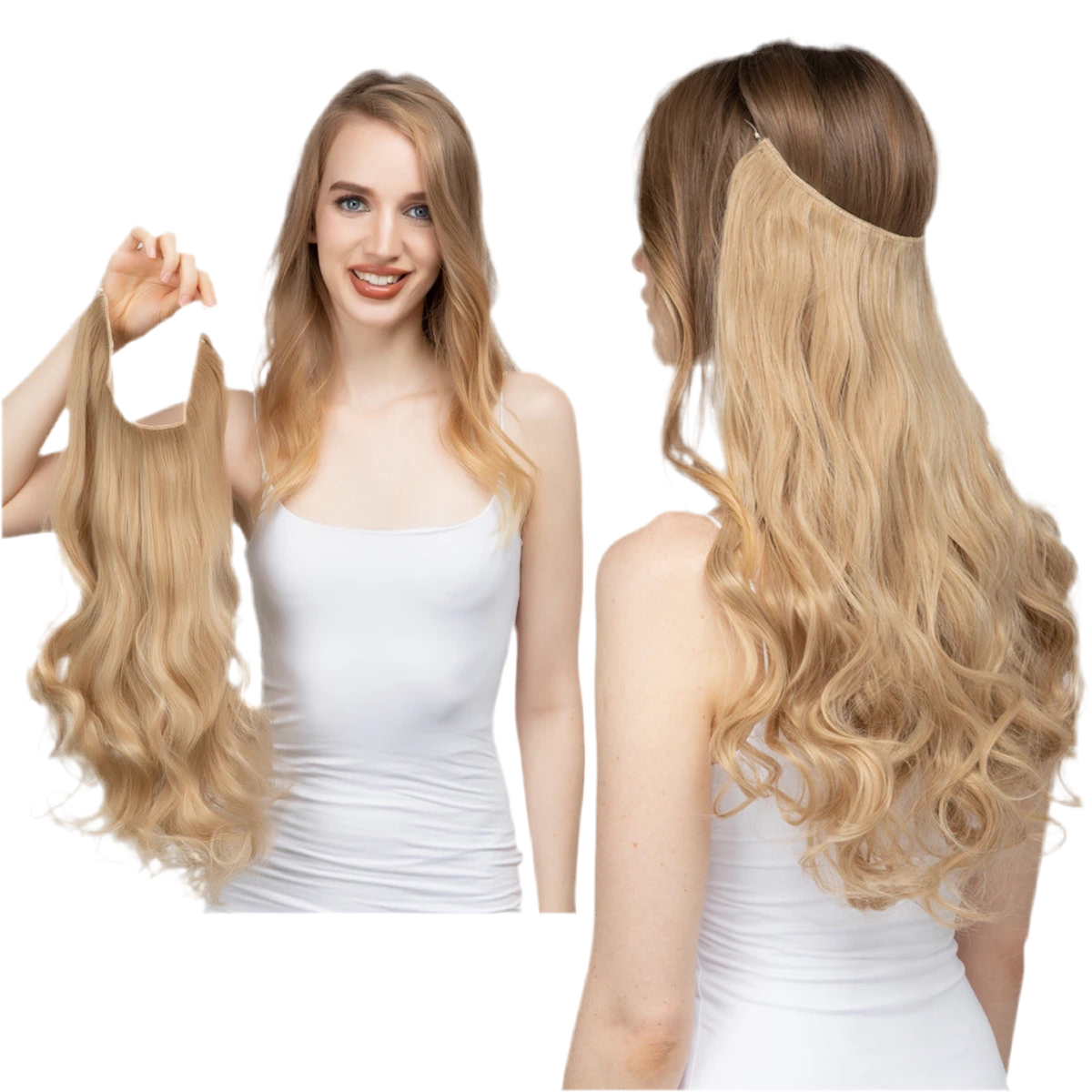 Extensiones Cortina babylight Hilo Invisible 55 cm Largo (150gr) Cabello 100% Similar al Cabello Natural 🥇