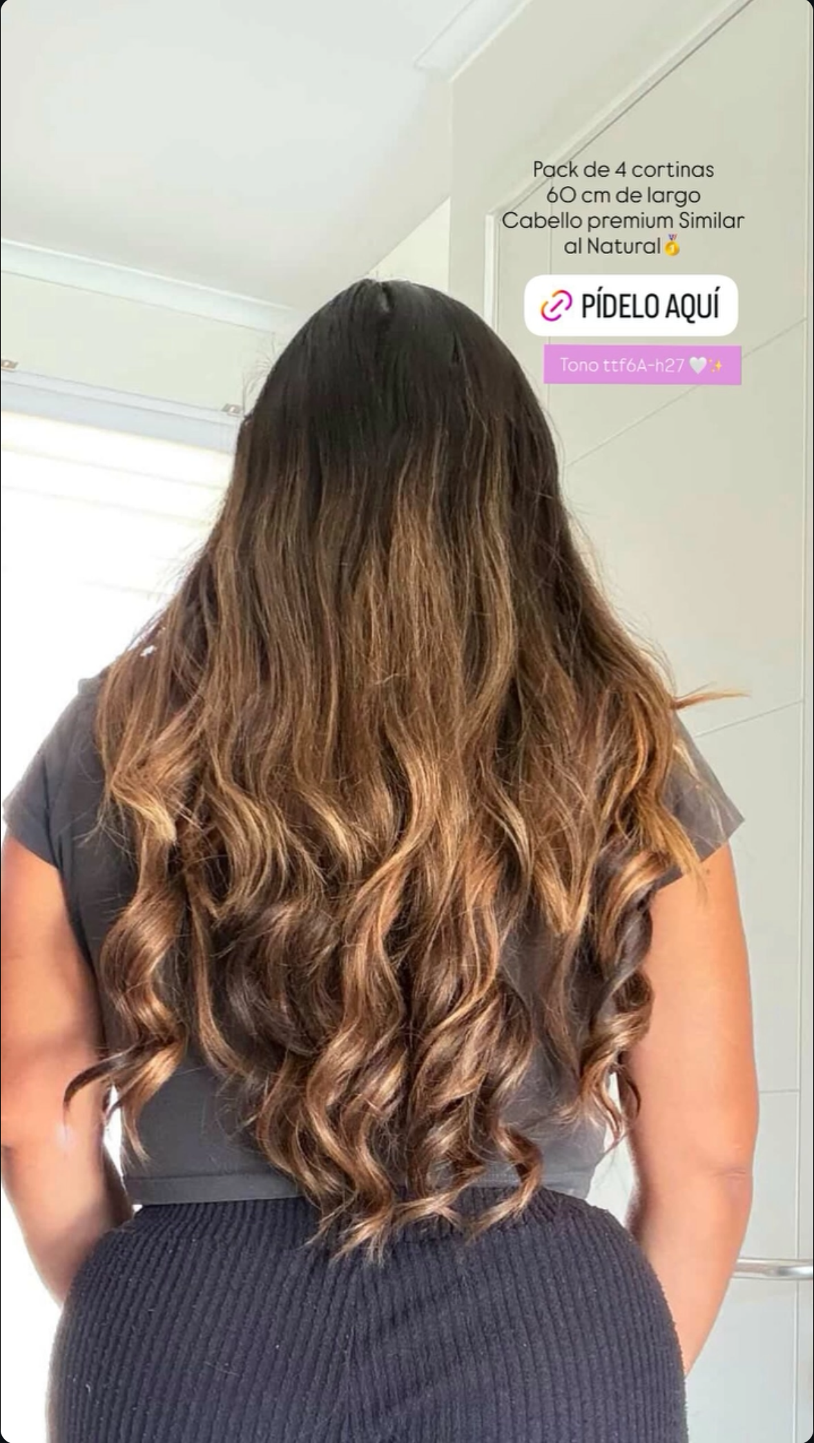 Pack 4 EXTENSIONES CORTINA BALAYAGE 60 cm PREMIUM 🥇 Semi Naturales