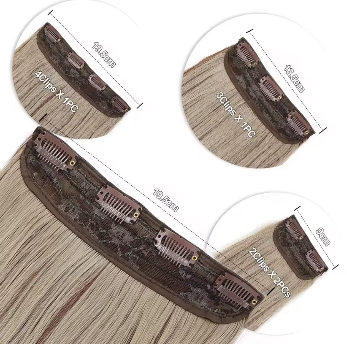 Pack 4 EXTENSIONES CORTINA BALAYAGE 60 cm PREMIUM 🥇 Semi Naturales