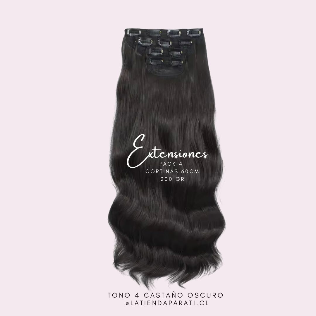 Pack 4 EXTENSIONES CORTINA BALAYAGE 60 cm PREMIUM 🥇 Semi Naturales
