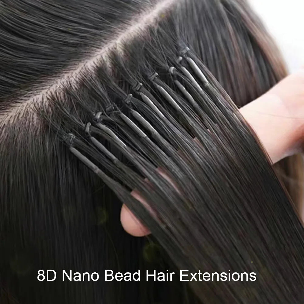 Extensiones de cabello 100% Natural©️ con microperlas 8D Pack 100 unidades