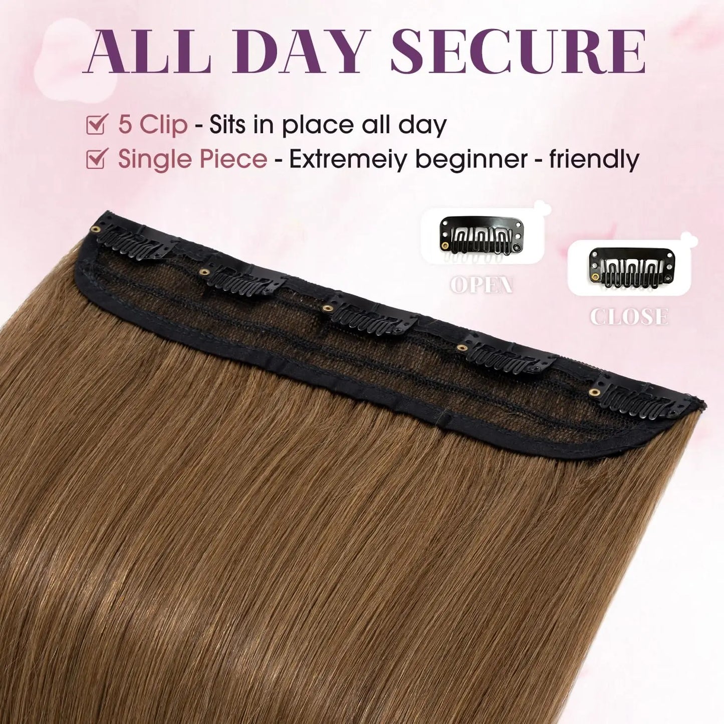 Extensiones Cortina 5 clip Cabello 100% Natural ©️ 66 cm Largo
