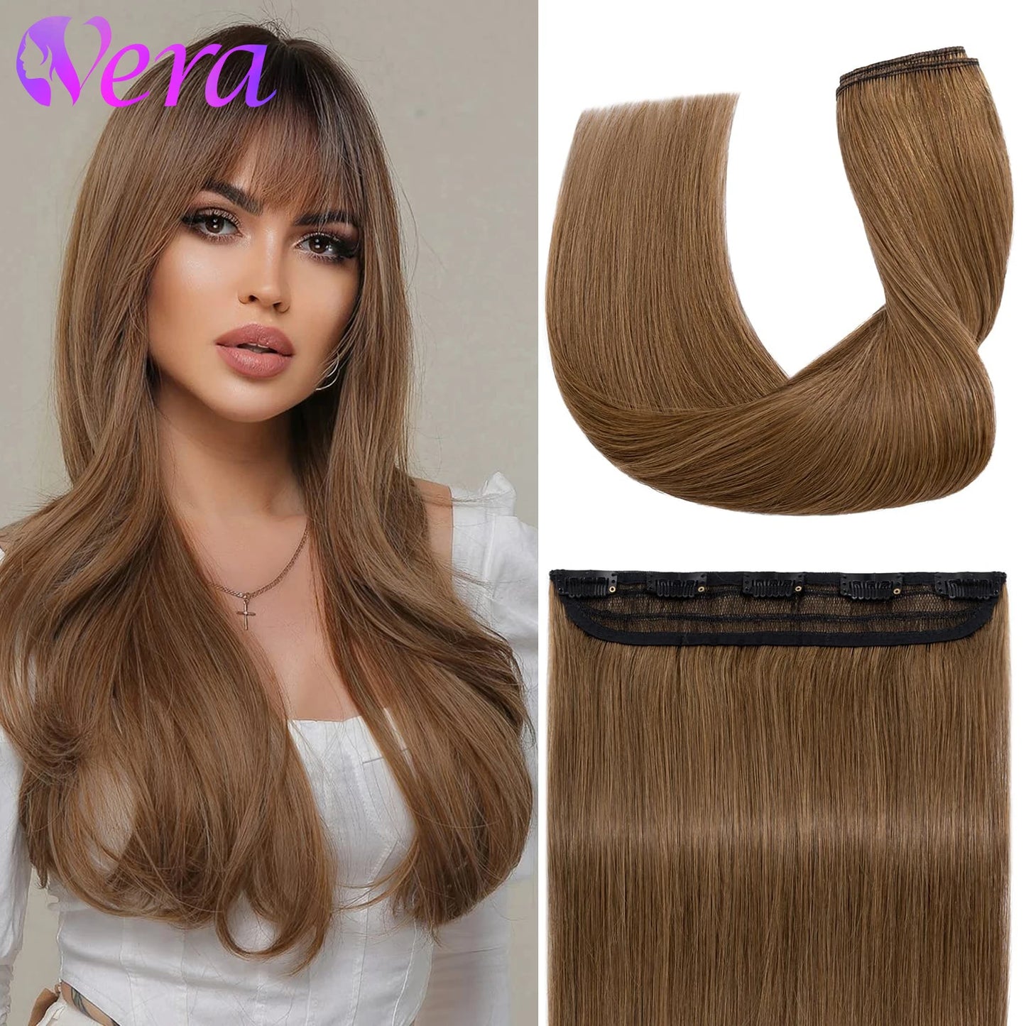 Extensiones Cortina 5 clip Cabello 100% Natural ©️ 66 cm Largo