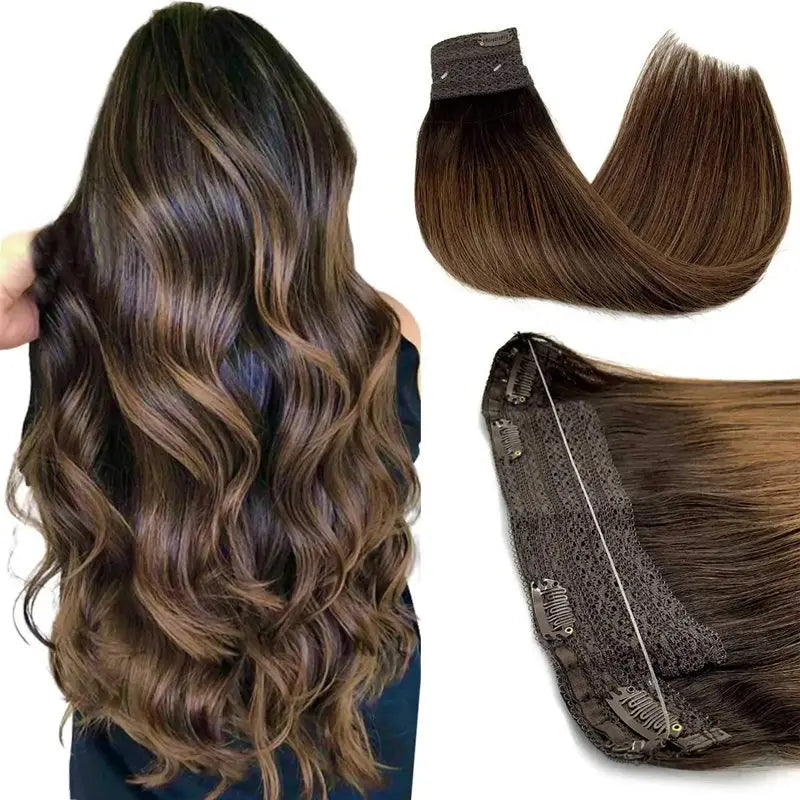Extensiones de Cabello Natural 100% ©️ Balayage Hilo Invisible