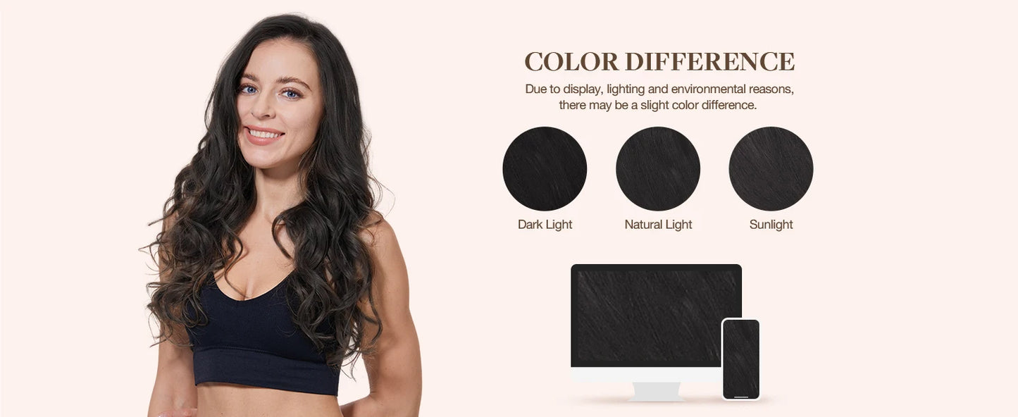 Extensiones Cortina 5 CLIP 100%  Cabello Humano ©️ Tono Negro Natural 1B (66 CM)