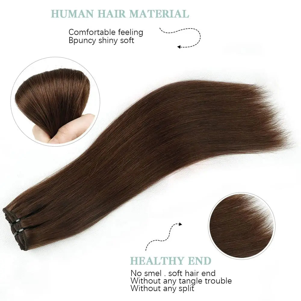 EXTENSIONES DE CABELLO 100% NATURAL©️ CASTAÑOS MEDIOS 18 CLIPS