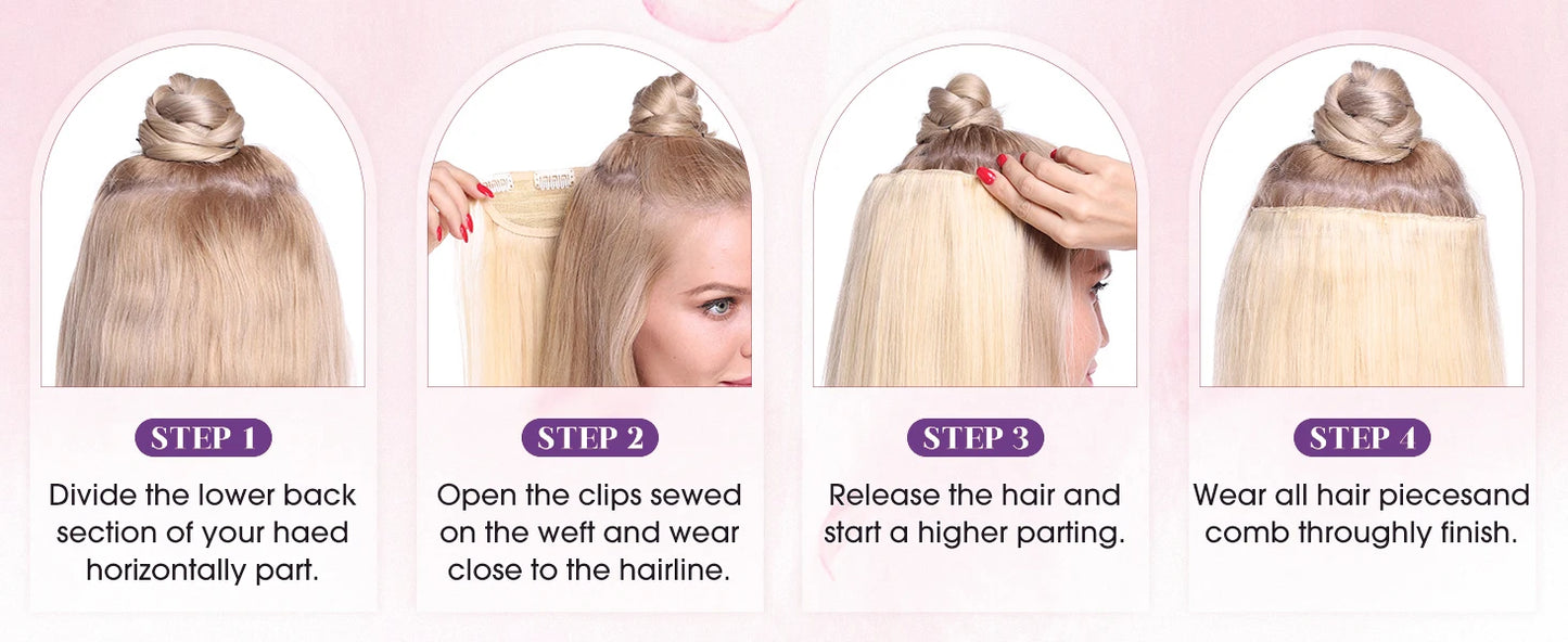 Extensiones Cortina 5 clip Cabello 100% Natural ©️ 66 cm Largo