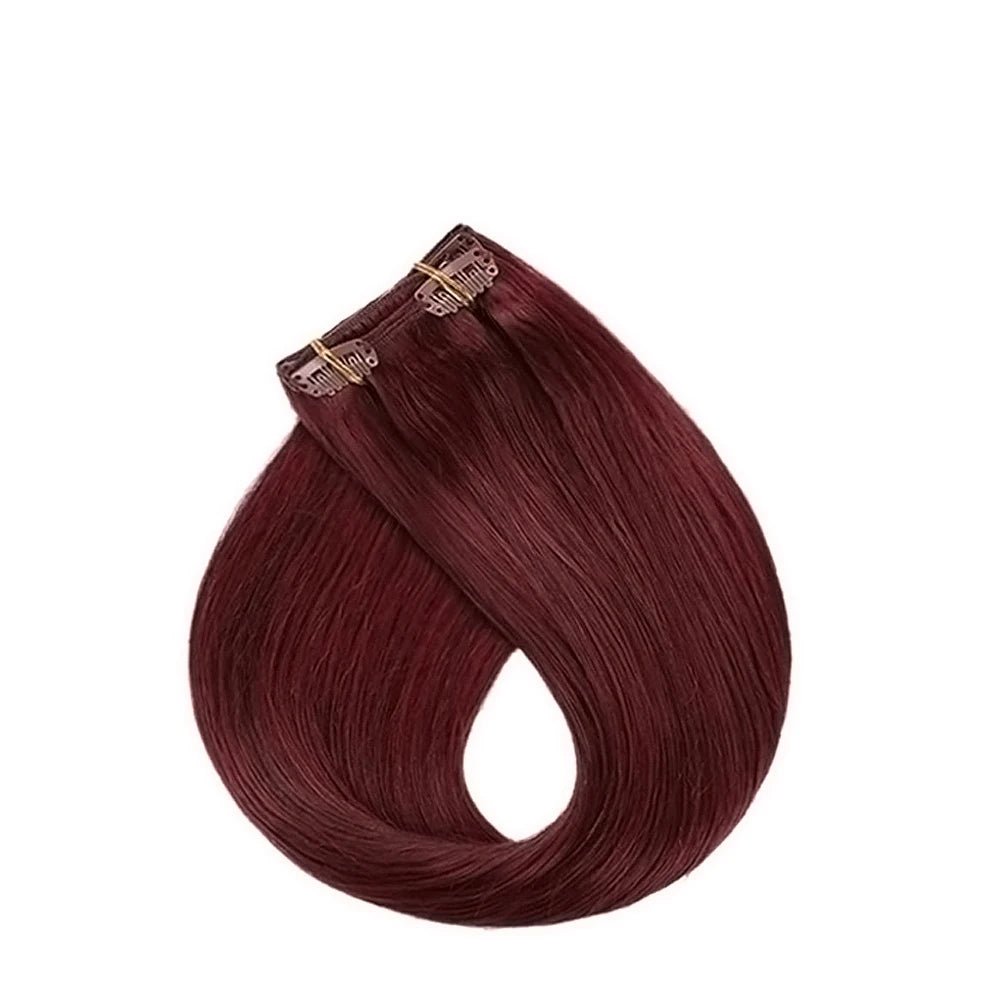 Extensiones por Capas Borgoña 99J Cabello 100% Natural©️ 60 cm Largo