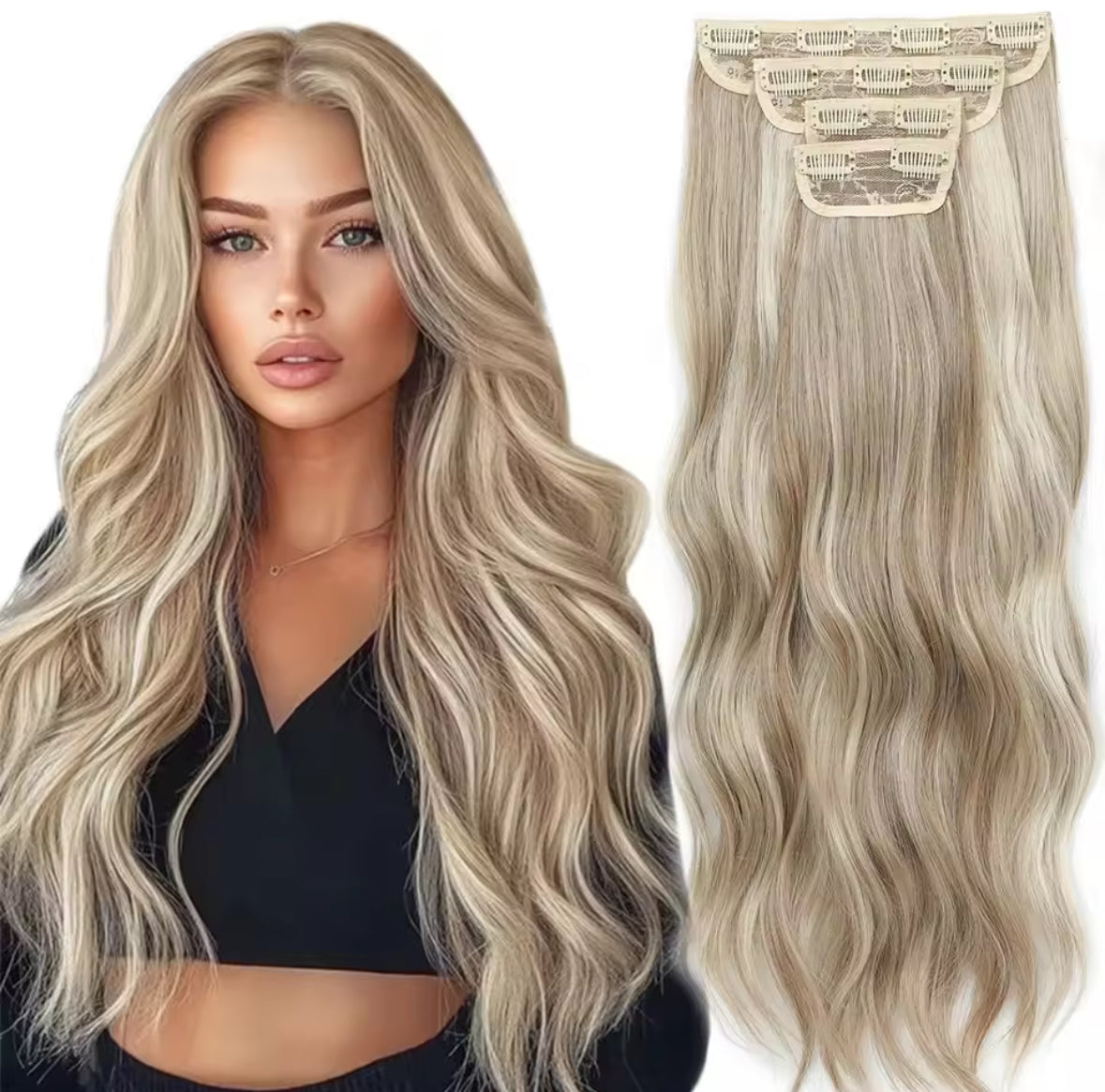 Pack 4 EXTENSIONES CORTINA BALAYAGE 60 cm PREMIUM 🥇 Semi Naturales