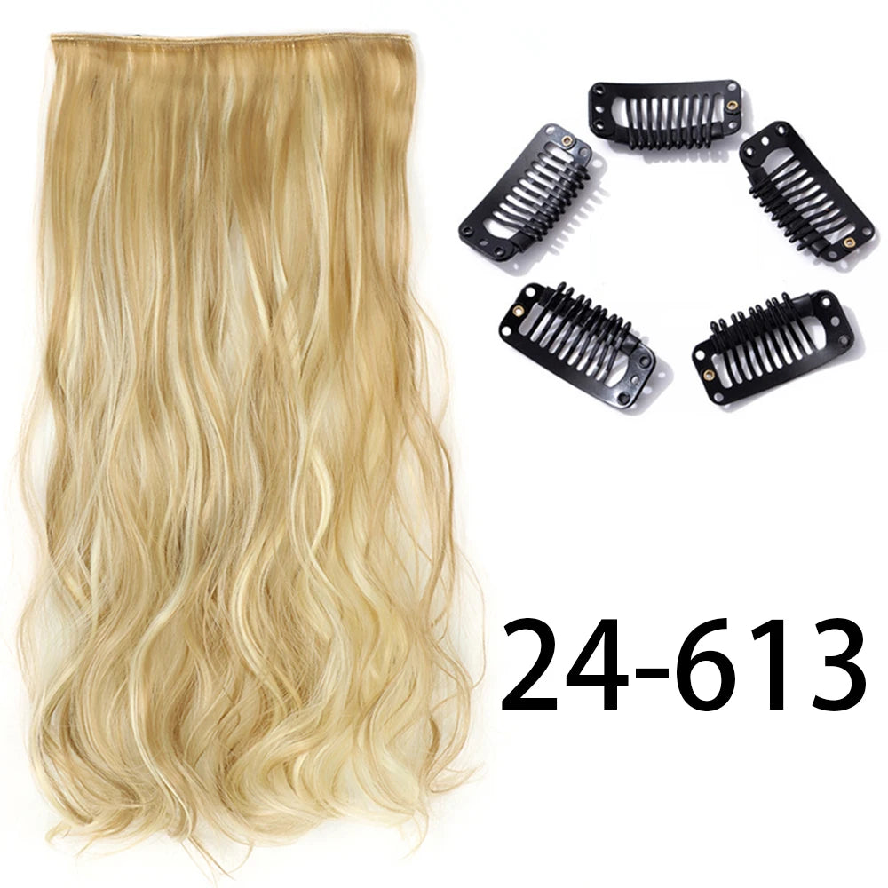 2X1 🛍️ EXTENSIONES CORTINA 5 Clip 60 cm Largo CABELLO 100% Similar al Cabello Natural 🥇