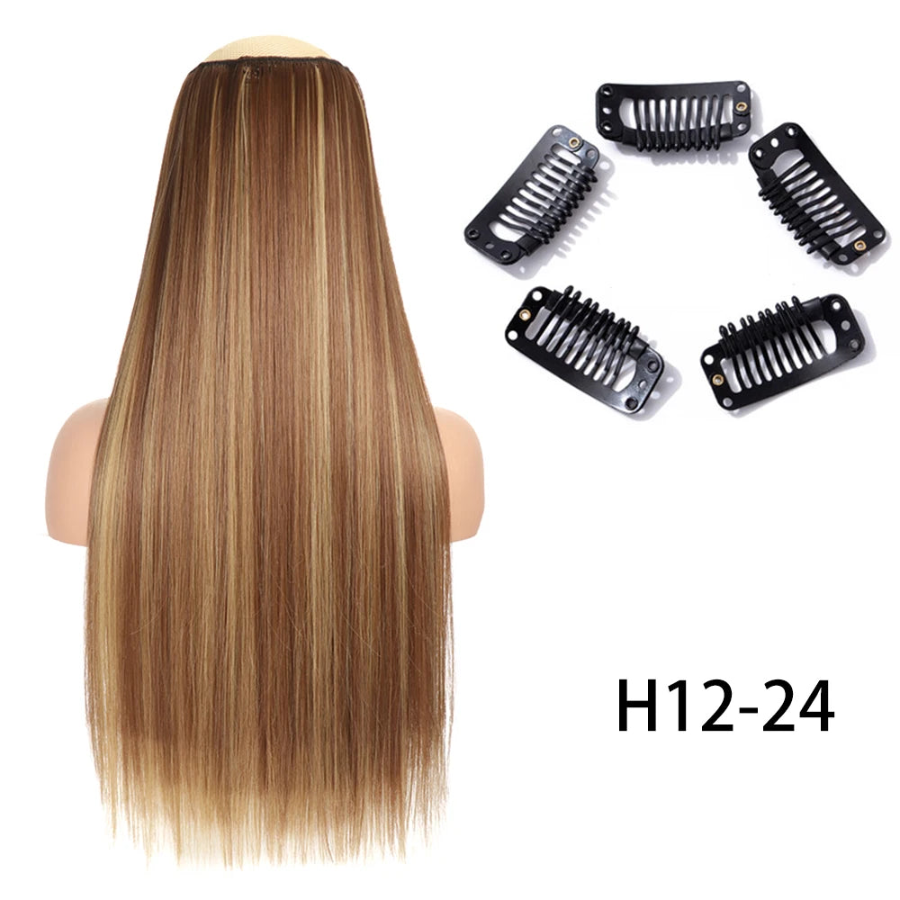 2X1 🛍️ EXTENSIONES CORTINA 5 Clip 60 cm Largo CABELLO 100% Similar al Cabello Natural 🥇