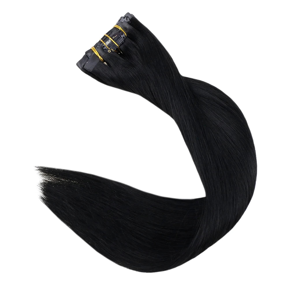 Extensiones de cabello humano 100% Premium 55 cm Largo con Clip sin costuras 120 Gr