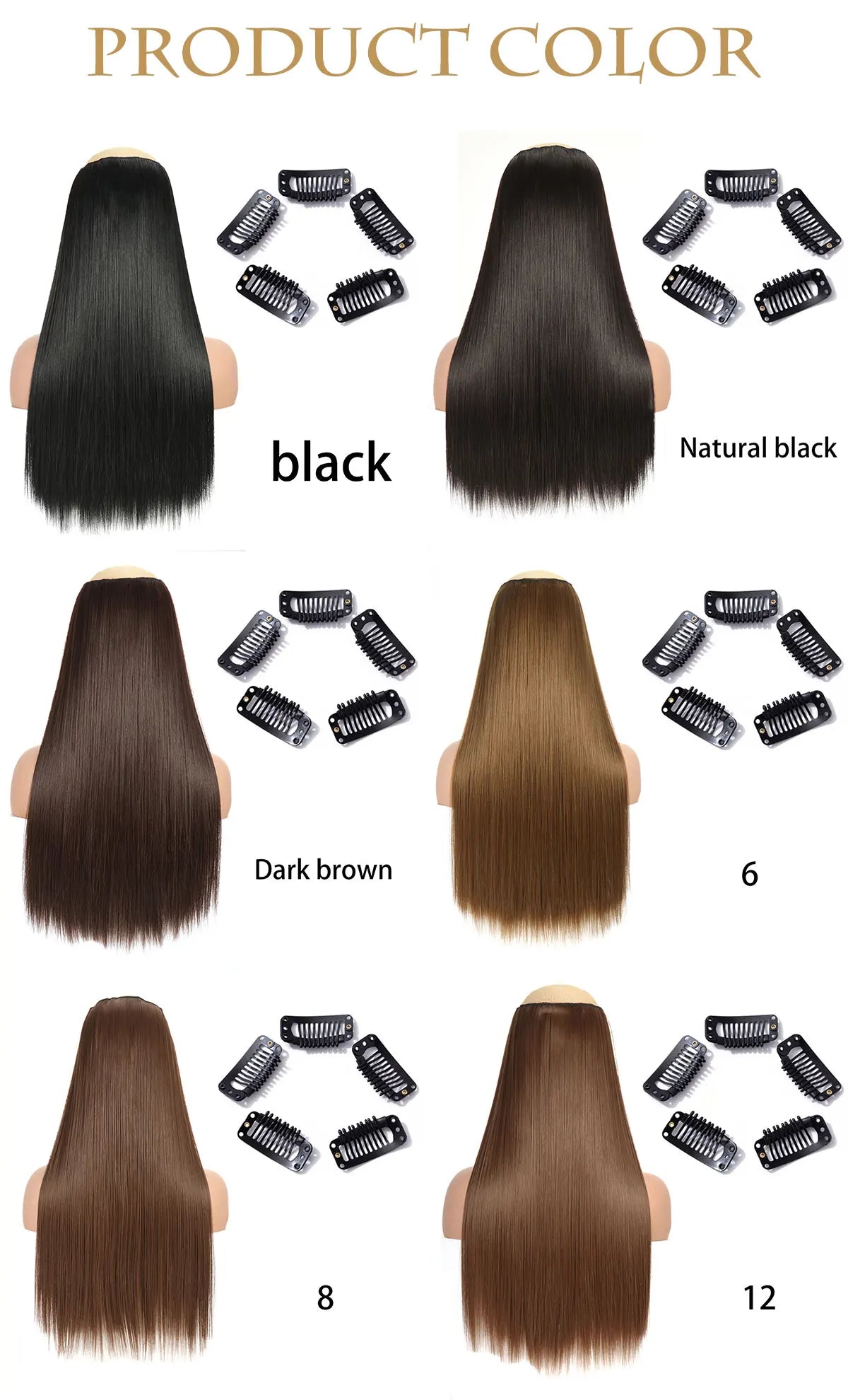 2X1 🛍️ EXTENSIONES CORTINA 5 Clip 60 cm Largo CABELLO 100% Similar al Cabello Natural 🥇