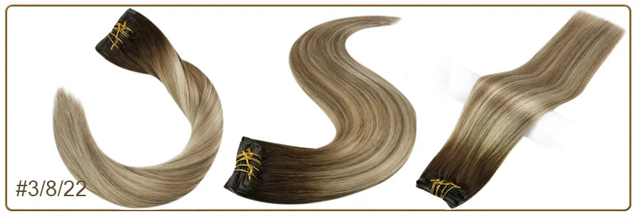 Extensiones de cabello humano 100% Premium 55 cm Largo con Clip sin costuras 120 Gr