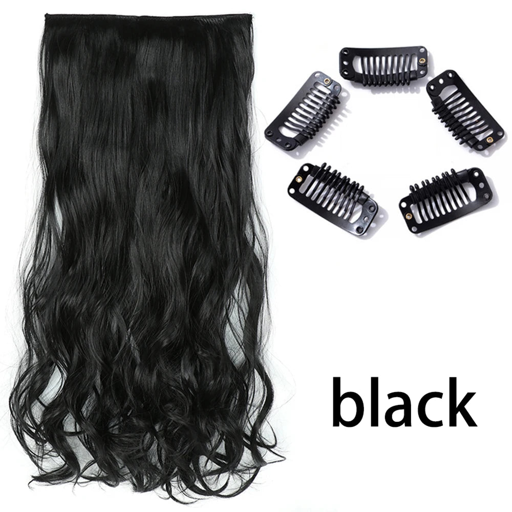 2X1 🛍️ EXTENSIONES CORTINA 5 Clip 60 cm Largo CABELLO 100% Similar al Cabello Natural 🥇