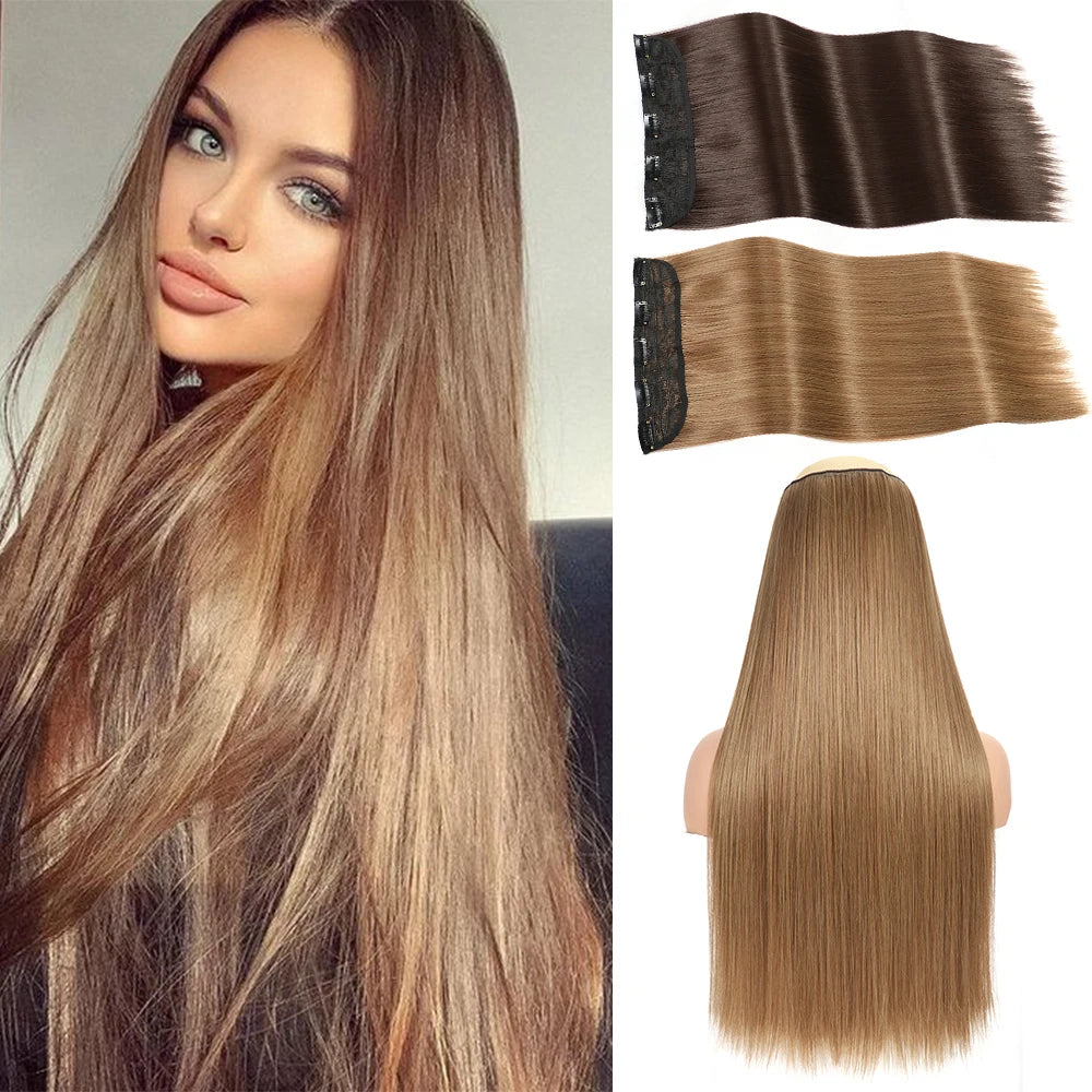 2X1 🛍️ EXTENSIONES CORTINA 5 Clip 60 cm Largo CABELLO 100% Similar al Cabello Natural 🥇