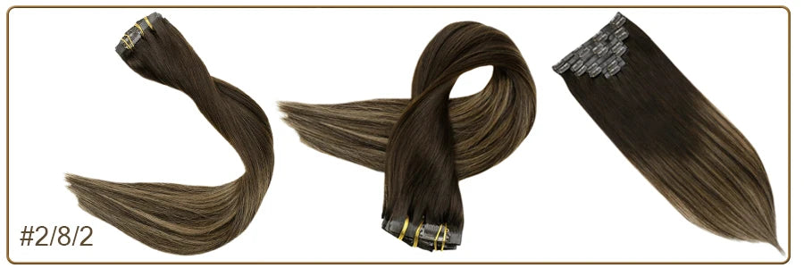 Extensiones de cabello humano 100% Premium 55 cm Largo con Clip sin costuras 120 Gr