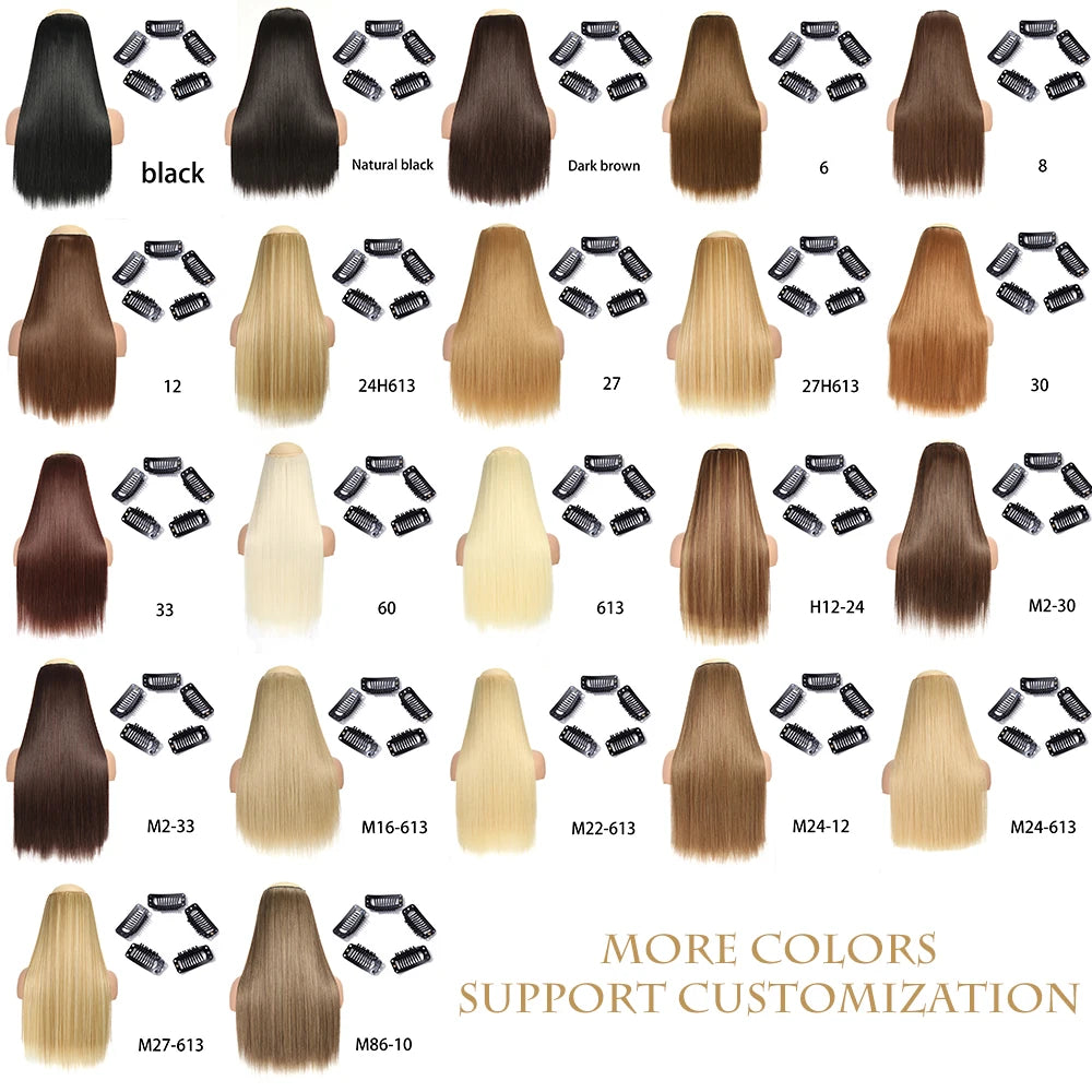 2X1 🛍️ EXTENSIONES CORTINA 5 Clip 60 cm Largo CABELLO 100% Similar al Cabello Natural 🥇
