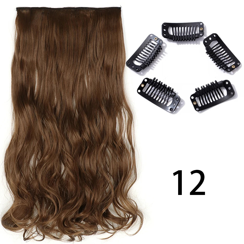 2X1 🛍️ EXTENSIONES CORTINA 5 Clip 60 cm Largo CABELLO 100% Similar al Cabello Natural 🥇