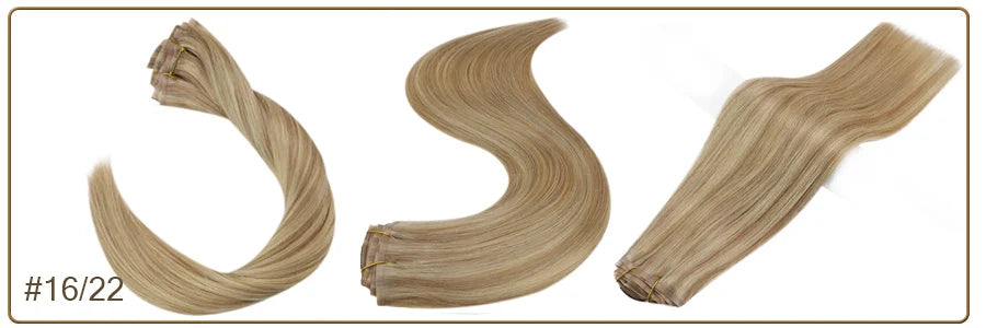 Extensiones de cabello humano 100% Premium 55 cm Largo con Clip sin costuras 120 Gr
