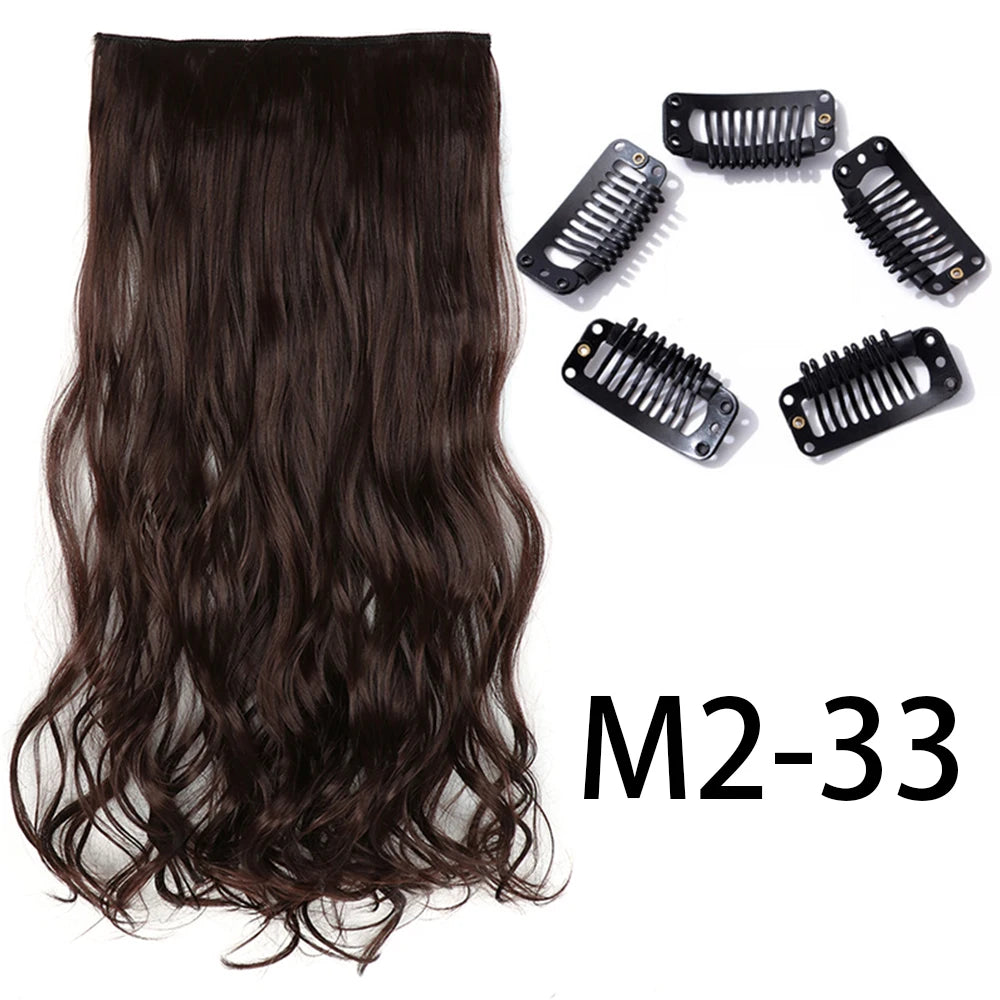 2X1 🛍️ EXTENSIONES CORTINA 5 Clip 60 cm Largo CABELLO 100% Similar al Cabello Natural 🥇