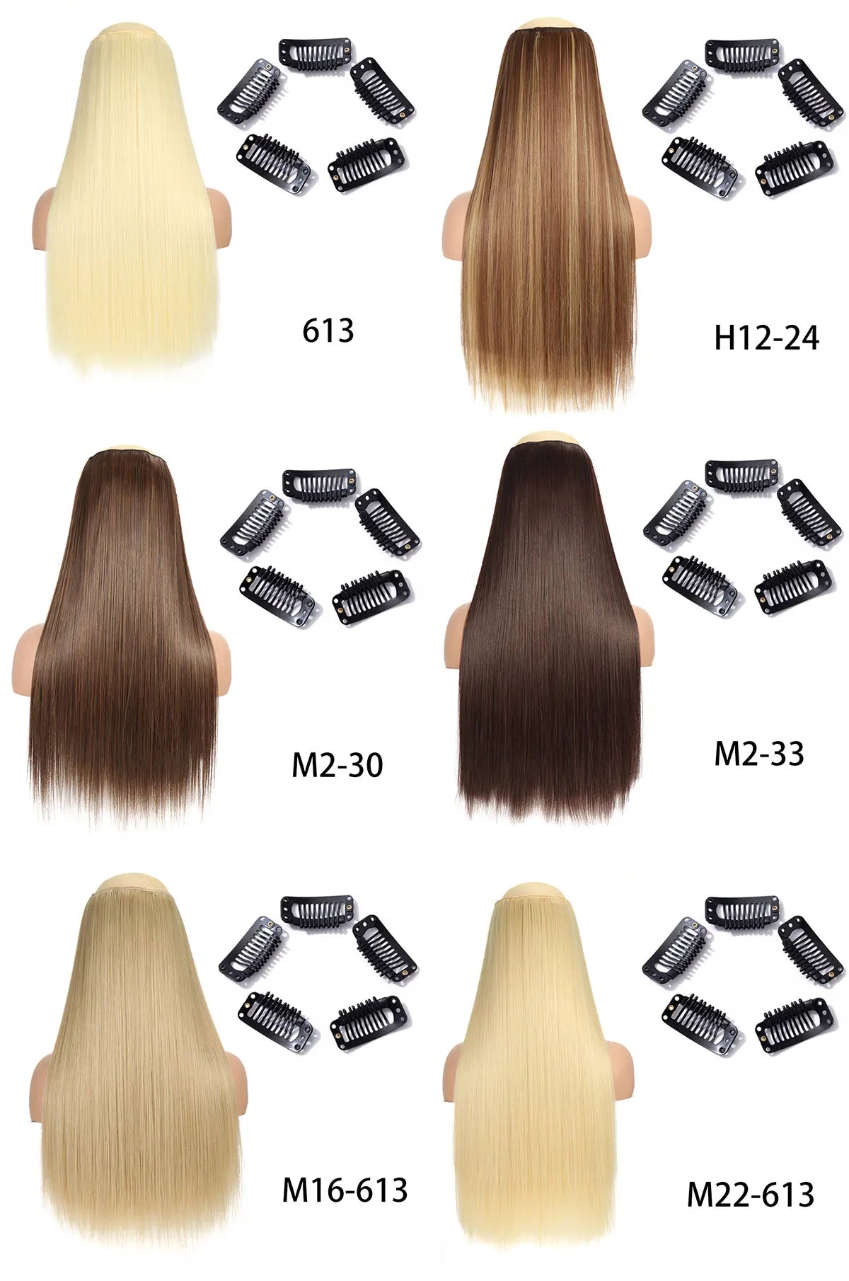 2X1 🛍️ EXTENSIONES CORTINA 5 Clip 60 cm Largo CABELLO 100% Similar al Cabello Natural 🥇