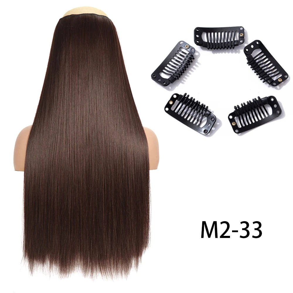 2X1 🛍️ EXTENSIONES CORTINA 5 Clip 60 cm Largo CABELLO 100% Similar al Cabello Natural 🥇