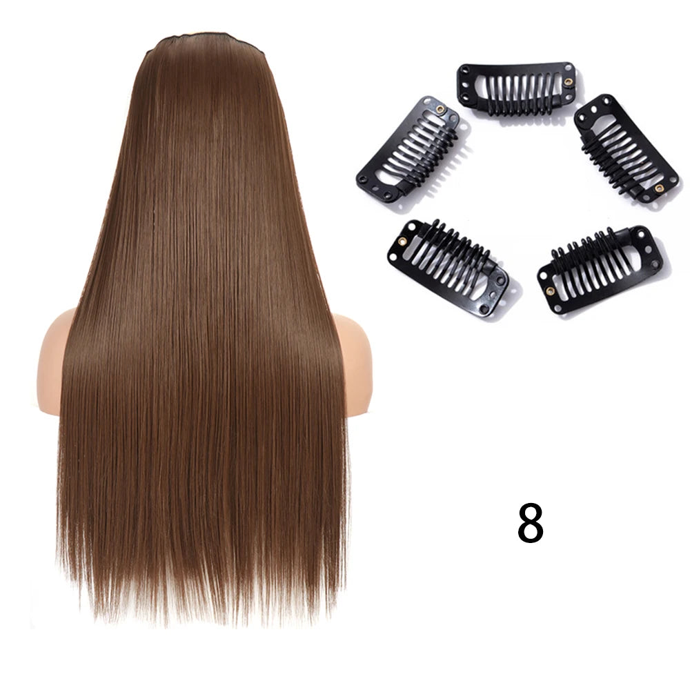 2X1 🛍️ EXTENSIONES CORTINA 5 Clip 60 cm Largo CABELLO 100% Similar al Cabello Natural 🥇