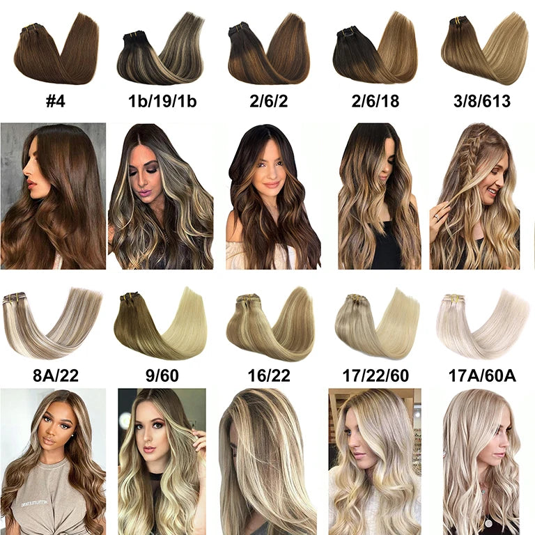 BALAYAGE Extensiones por Capas Clip  55 cm largo Cabello Virgen 100 % Natural