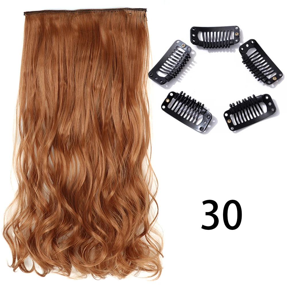 2X1 🛍️ EXTENSIONES CORTINA 5 Clip 60 cm Largo CABELLO 100% Similar al Cabello Natural 🥇