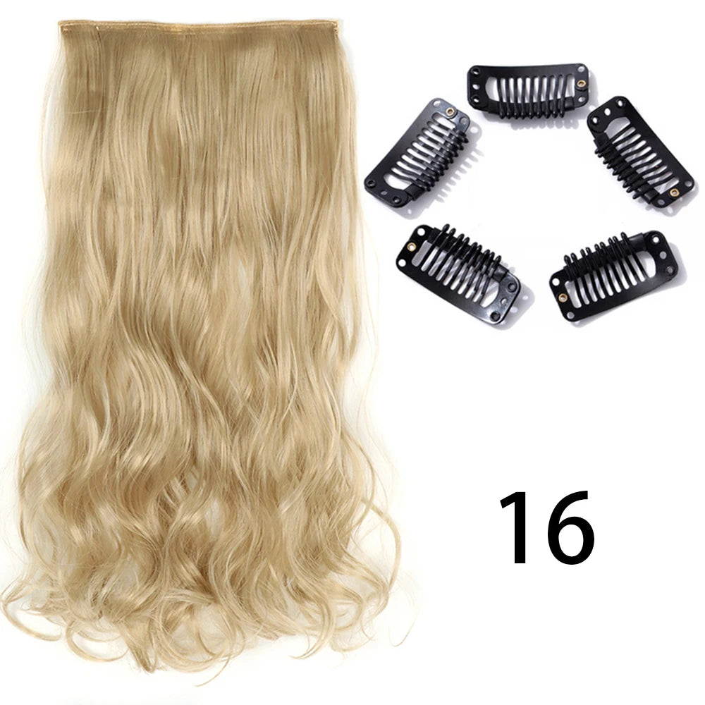 2X1 🛍️ EXTENSIONES CORTINA 5 Clip 60 cm Largo CABELLO 100% Similar al Cabello Natural 🥇