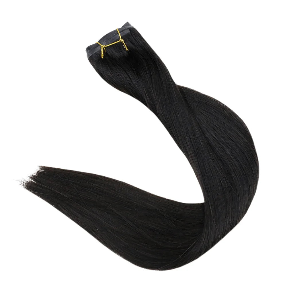 Extensiones de cabello humano 100% Premium 55 cm Largo con Clip sin costuras 120 Gr