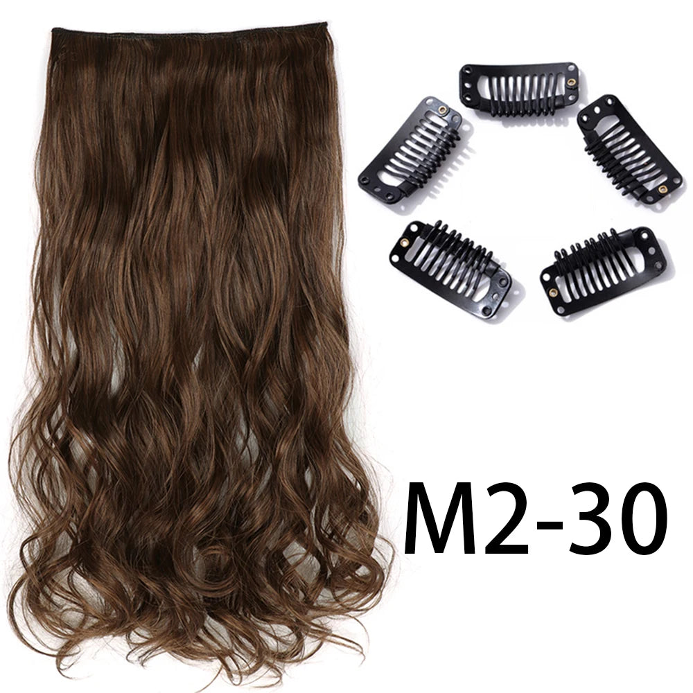 2X1 🛍️ EXTENSIONES CORTINA 5 Clip 60 cm Largo CABELLO 100% Similar al Cabello Natural 🥇