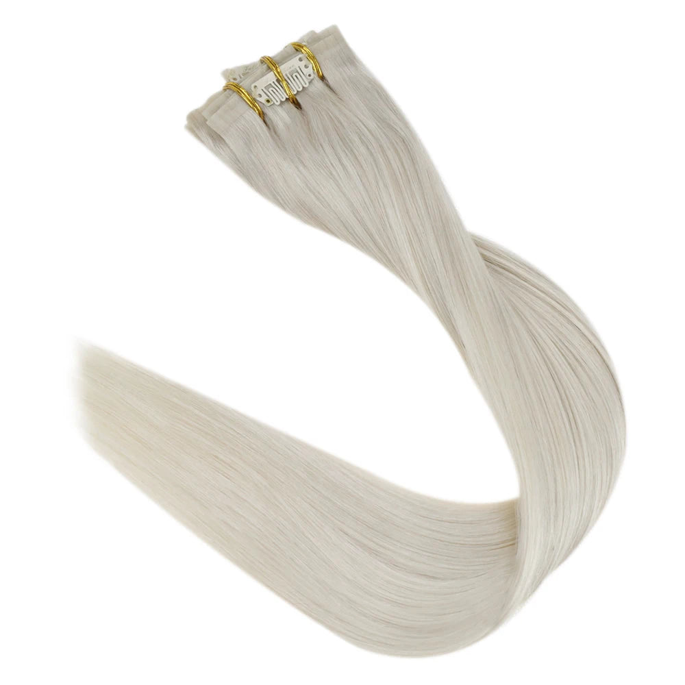 Extensiones de cabello humano 100% Premium 55 cm Largo con Clip sin costuras 120 Gr