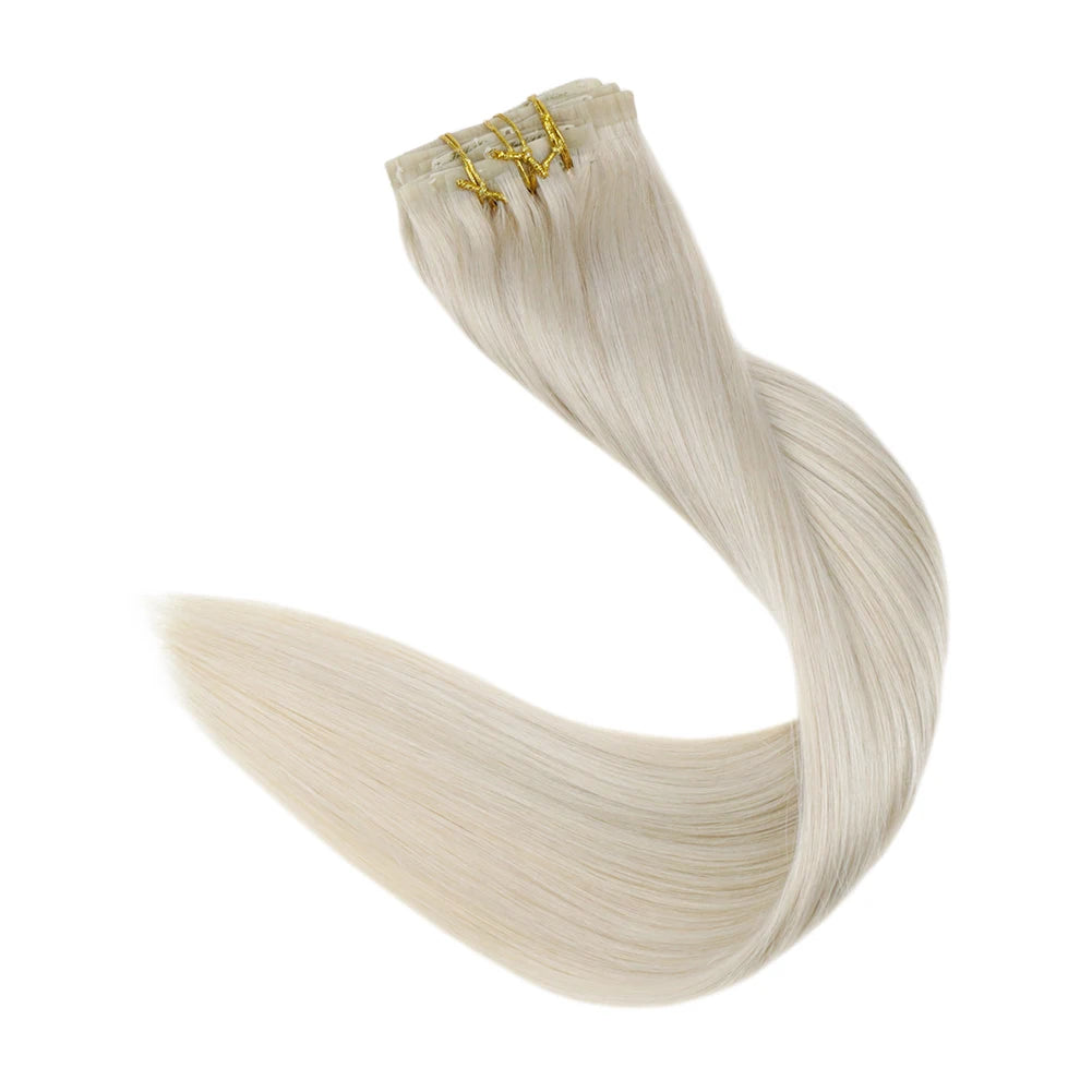 Extensiones de cabello humano 100% Premium 55 cm Largo con Clip sin costuras 120 Gr