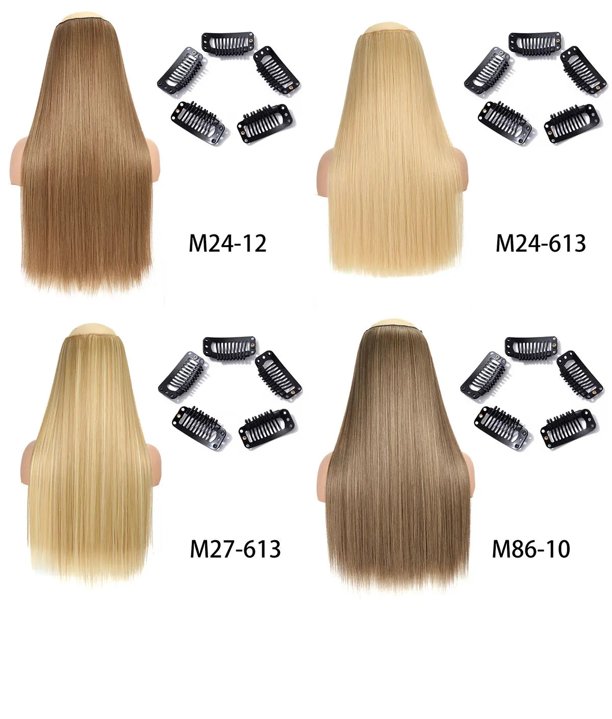2X1 🛍️ EXTENSIONES CORTINA 5 Clip 60 cm Largo CABELLO 100% Similar al Cabello Natural 🥇
