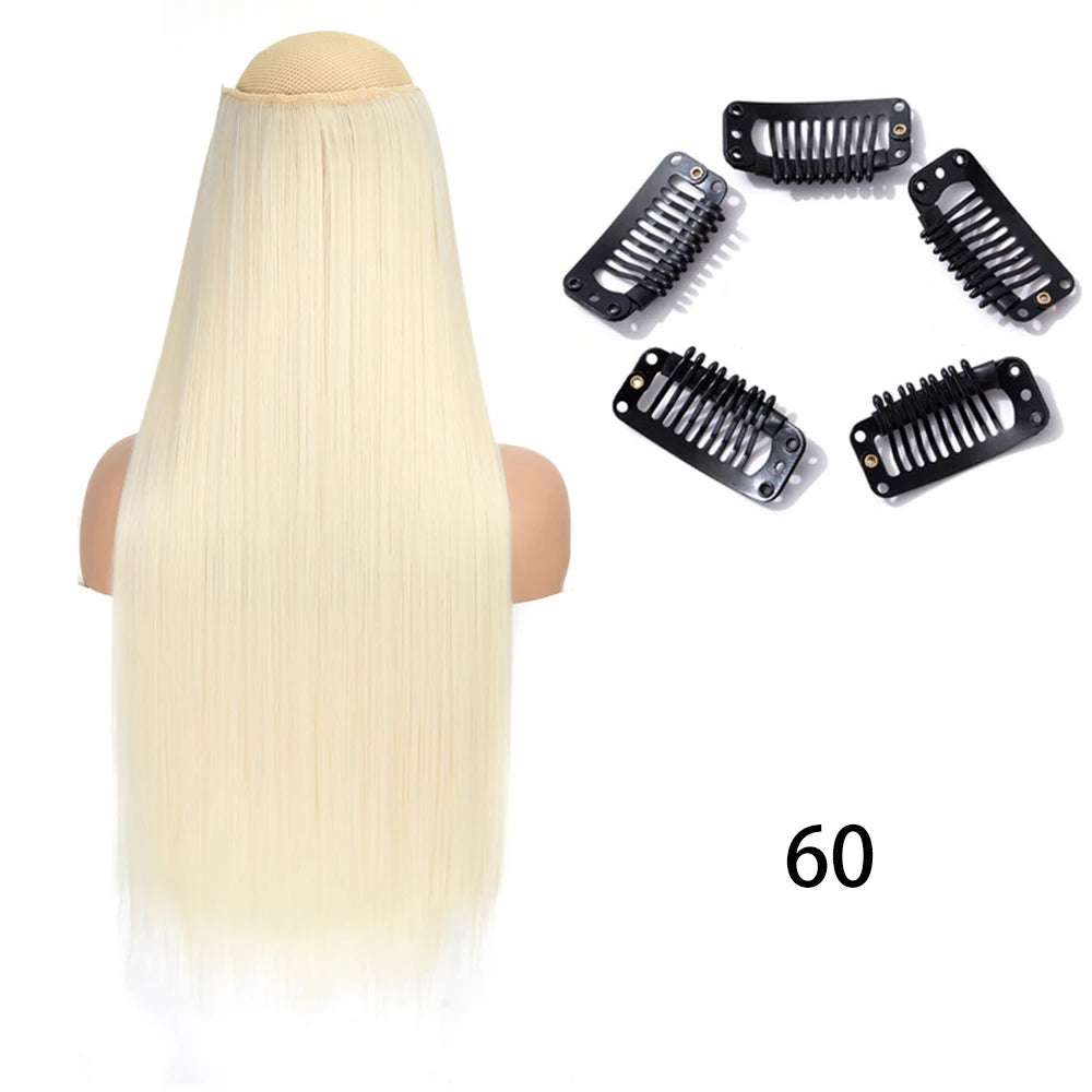 2X1 🛍️ EXTENSIONES CORTINA 5 Clip 60 cm Largo CABELLO 100% Similar al Cabello Natural 🥇
