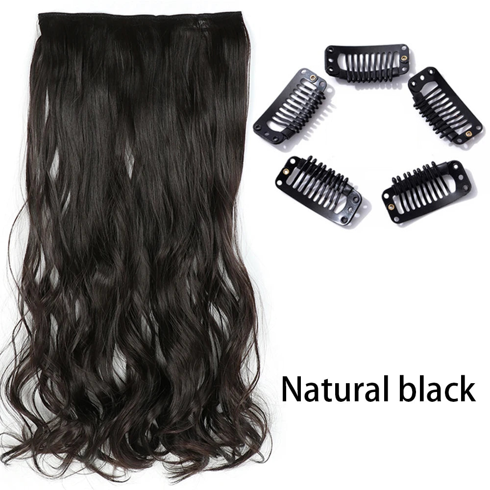 2X1 🛍️ EXTENSIONES CORTINA 5 Clip 60 cm Largo CABELLO 100% Similar al Cabello Natural 🥇