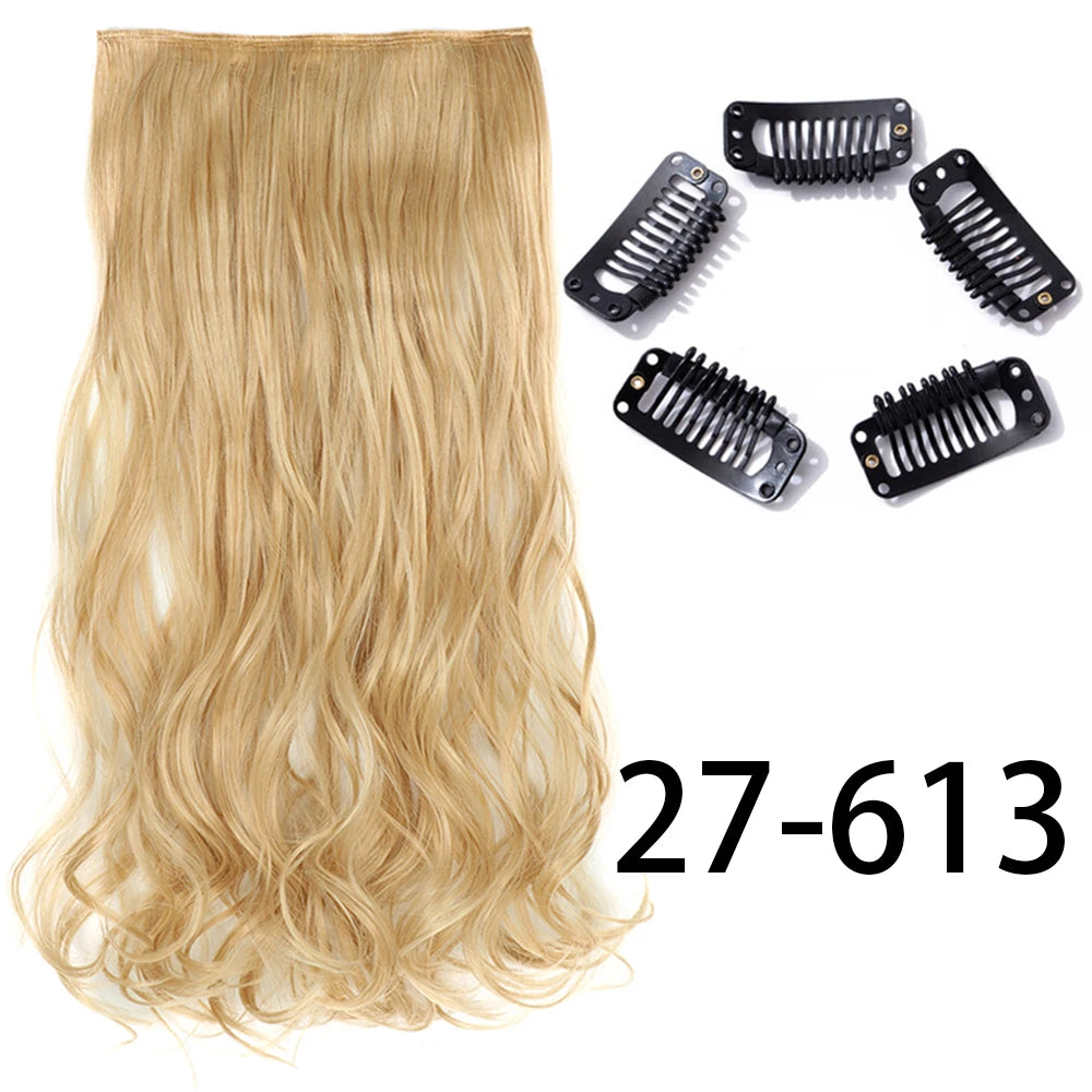 2X1 🛍️ EXTENSIONES CORTINA 5 Clip 60 cm Largo CABELLO 100% Similar al Cabello Natural 🥇