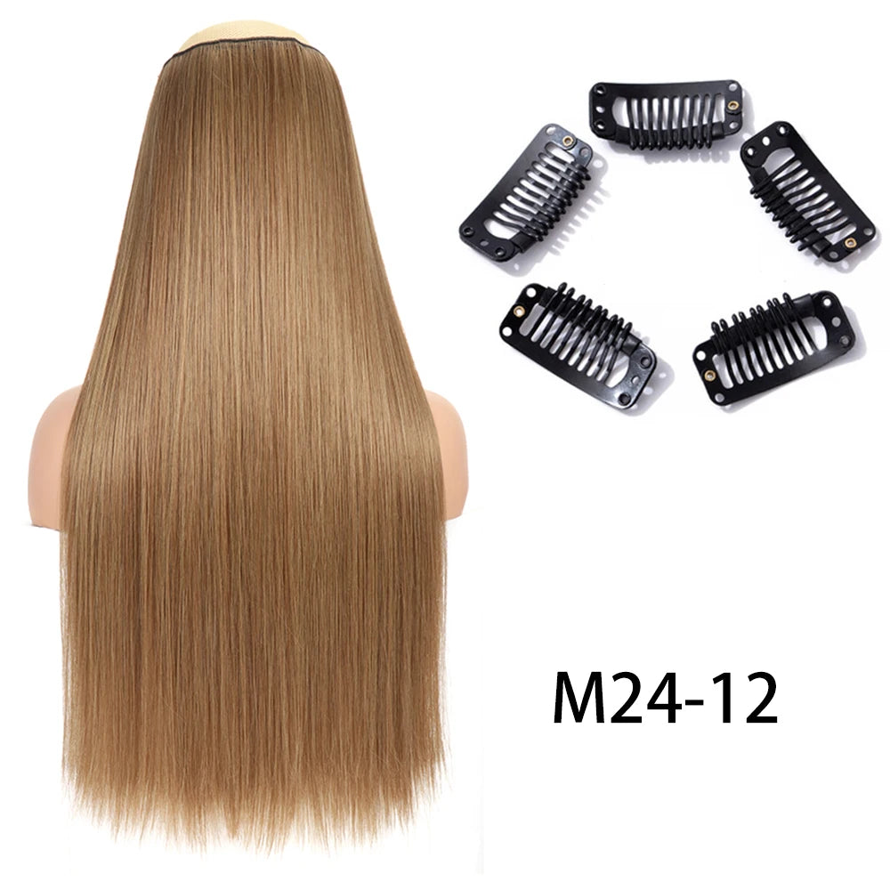 2X1 🛍️ EXTENSIONES CORTINA 5 Clip 60 cm Largo CABELLO 100% Similar al Cabello Natural 🥇