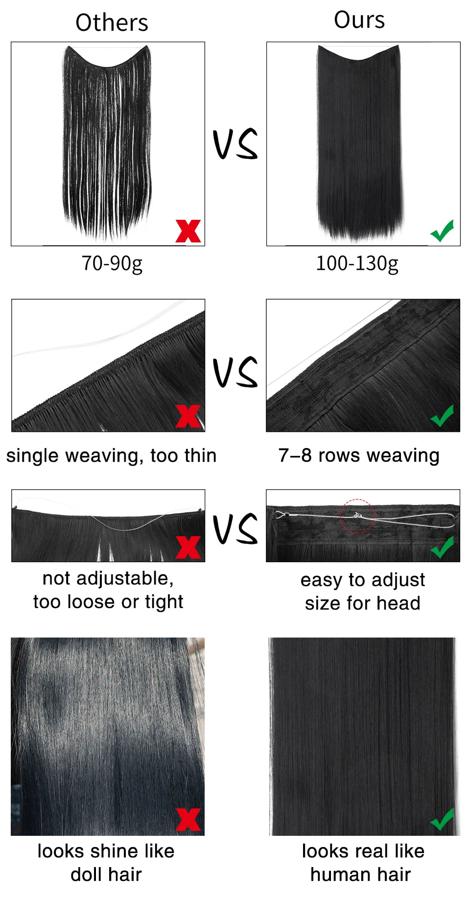 EXTENSIONES HILO INVISIBLE Balayage  Similar al Cabello Natural Premium🥇 55 cm largo Lisas
