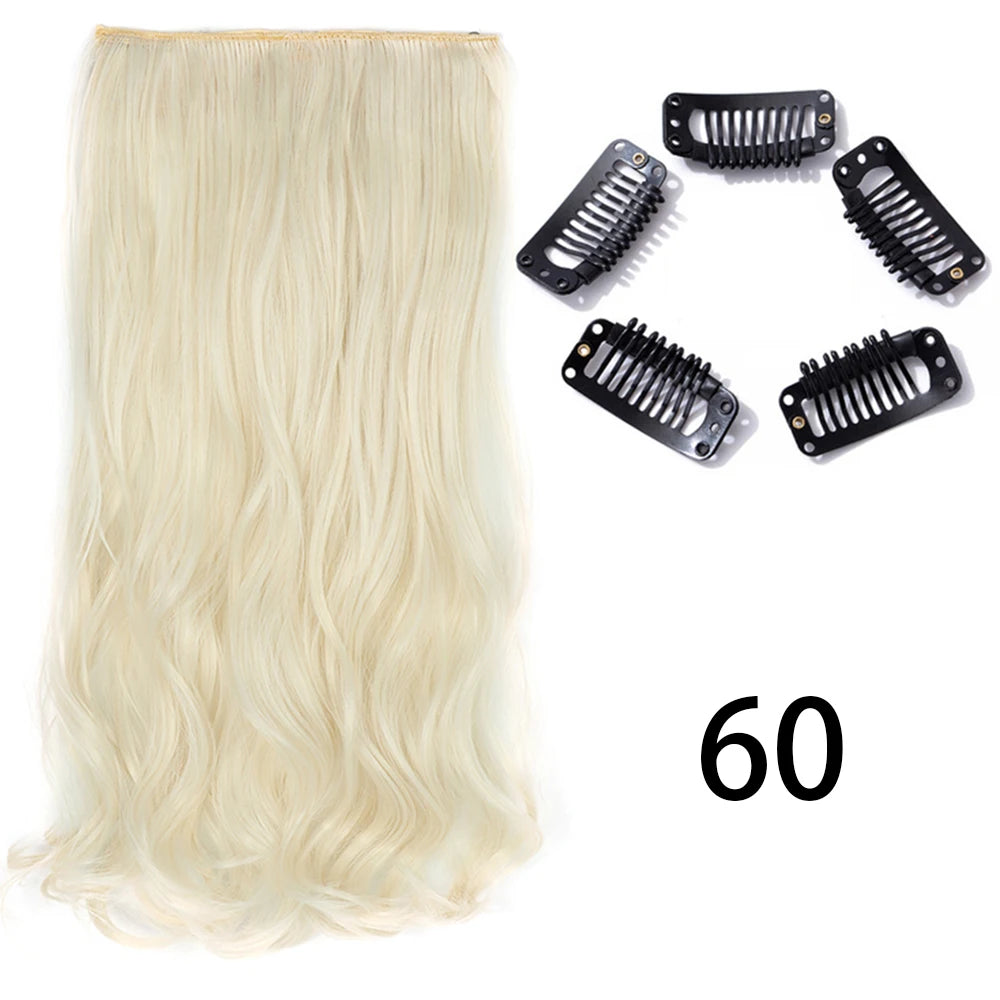2X1 🛍️ EXTENSIONES CORTINA 5 Clip 60 cm Largo CABELLO 100% Similar al Cabello Natural 🥇