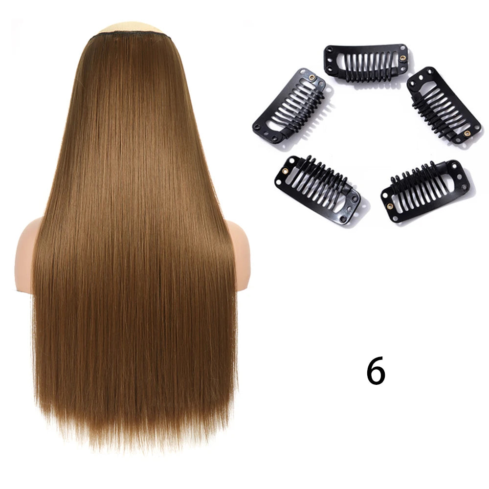 2X1 🛍️ EXTENSIONES CORTINA 5 Clip 60 cm Largo CABELLO 100% Similar al Cabello Natural 🥇