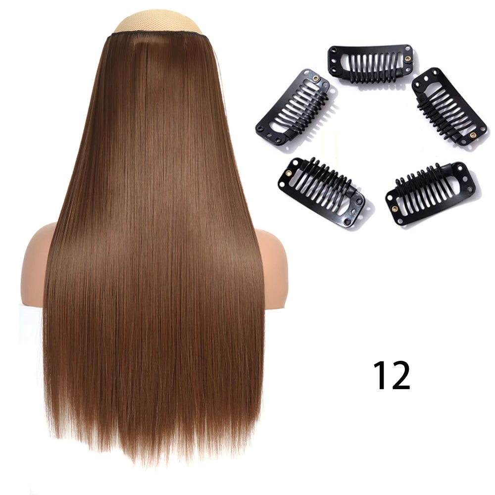 2X1 🛍️ EXTENSIONES CORTINA 5 Clip 60 cm Largo CABELLO 100% Similar al Cabello Natural 🥇