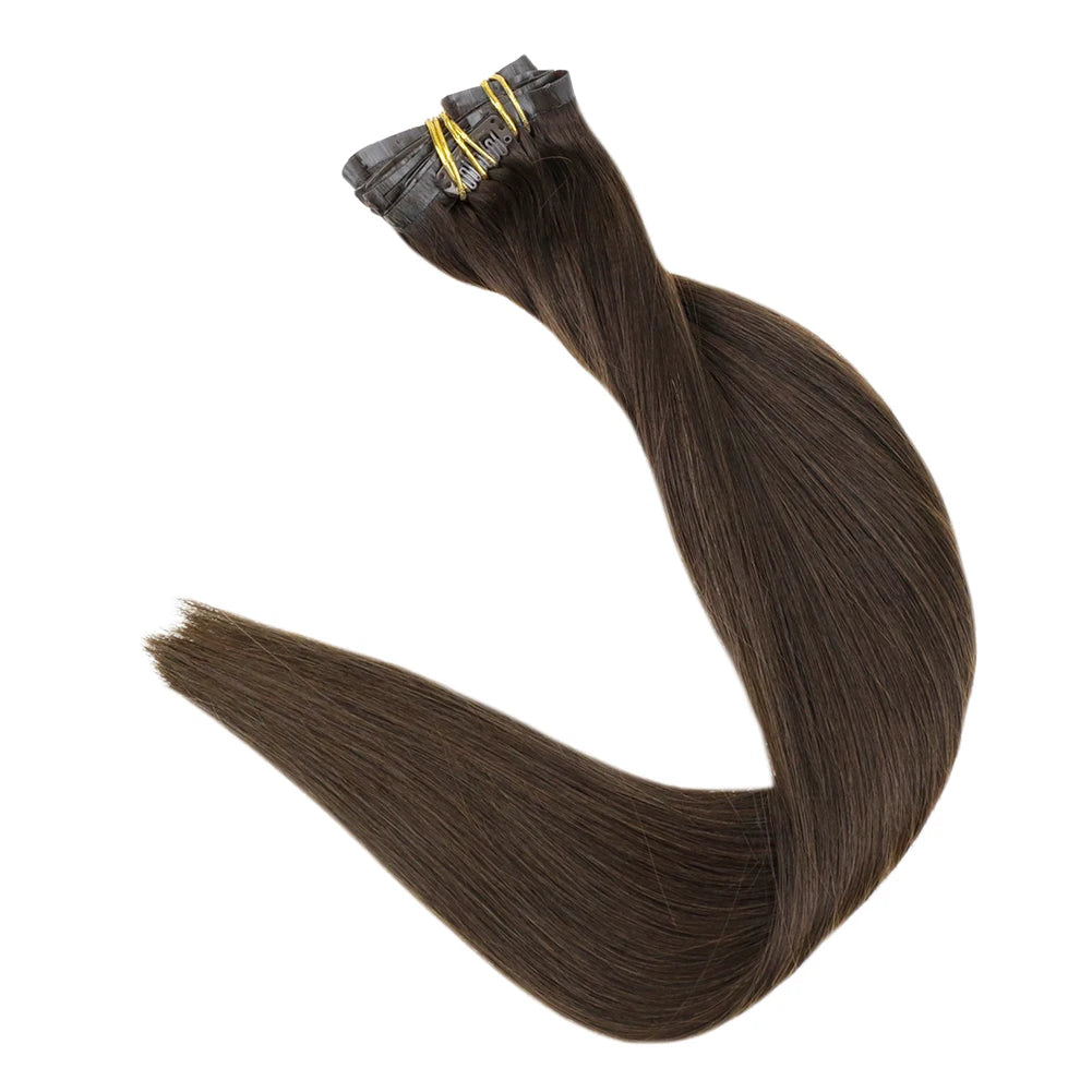 Extensiones de cabello humano 100% Premium 55 cm Largo con Clip sin costuras 120 Gr